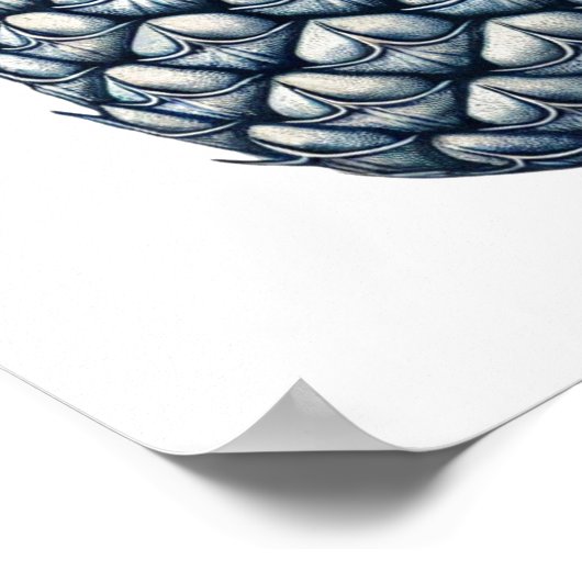 Blauwe Ananas Geïllustreerde Print Wall Art (Hoek)