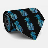 Blauwe ananas op elke kleur achtergrond stropdas (Opgerold)