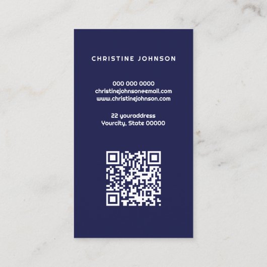 blauwe ananas QR-code Visitekaartje (Achterkant)