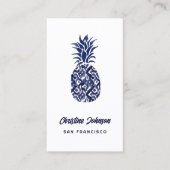 blauwe ananas QR-code Visitekaartje (Voorkant)