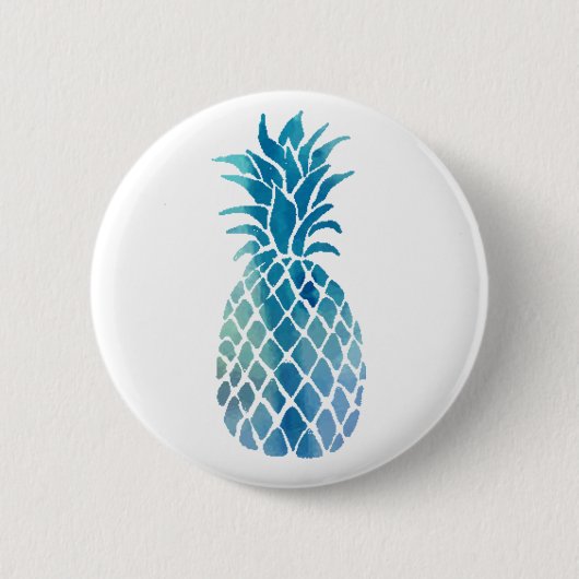 blauwe ananas ronde button 5,7 cm (Voorkant)