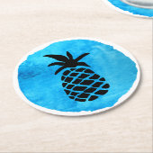 Blauwe Ananas Ronde Kartonnen Onderzetter (Gebogen)