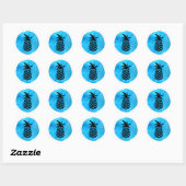 Blauwe Ananas Ronde Sticker (Vel)