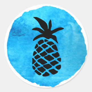 Blauwe Ananas Ronde Sticker