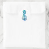 blauwe ananas ronde sticker (Tas)