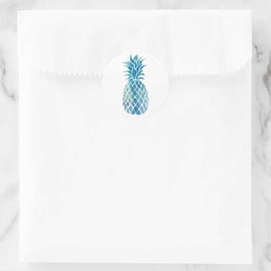 blauwe ananas ronde sticker (Tas)