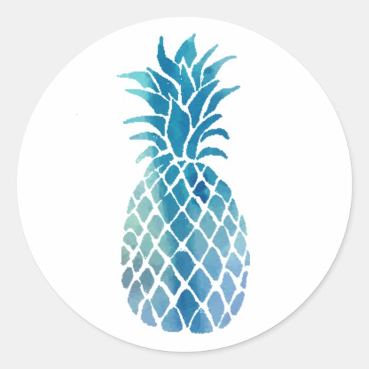 blauwe ananas ronde sticker (Voorkant)