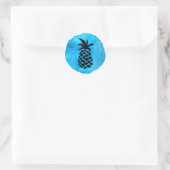 Blauwe Ananas Ronde Sticker (Tas)