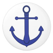 Blauwe anchor Nautical Threadinet Knob Keramische Knop (Voorkant)