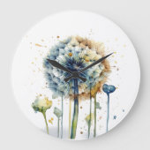 Blauwe andelion klaar om in waterkleur te worden g grote klok (Voorkant)
