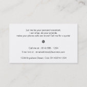 Blauwe andelion ventilator Verticale Visitekaartje (Achterkant)