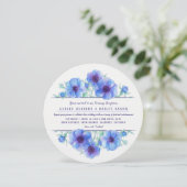 Blauwe anemone avond receptie bruiloft uitnodiging (Staand voorkant)