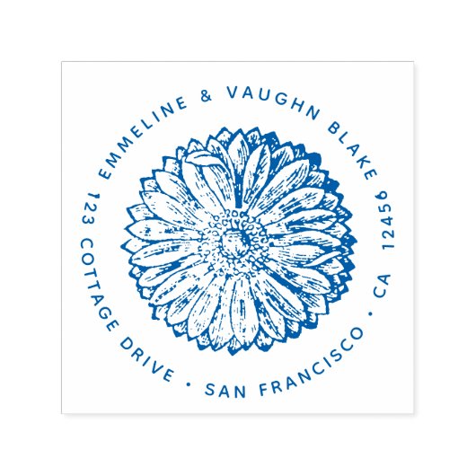 Blauwe Anemone Bloem Retouradres Botanisch Zelfinktende Stempel (Design)