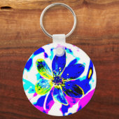 blauwe anemone sleutelhanger (Voorkant)