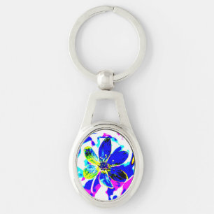 Blauwe anemone sleutelhanger