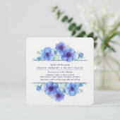 Blauwe anemonen botanische waterverf bruiloft uitn kaart (Staand voorkant)
