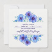 Blauwe anemonen botanische waterverf bruiloft uitn kaart (Voorkant)