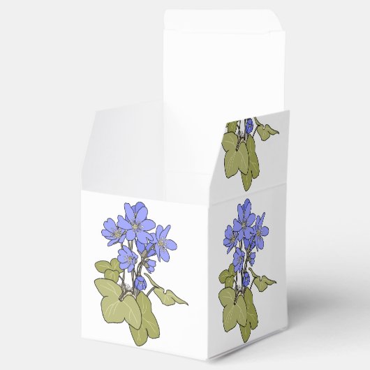 Blauwe anemonen op wit bedankdoosjes (Geopend)
