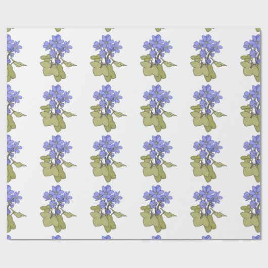 Blauwe anemonen op wit cadeaupapier (Vlak)