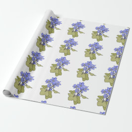 Blauwe anemonen op wit cadeaupapier