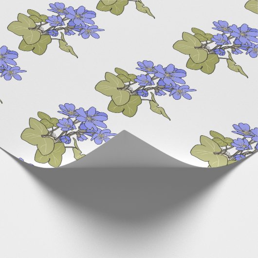 Blauwe anemonen op wit cadeaupapier (Hoek)
