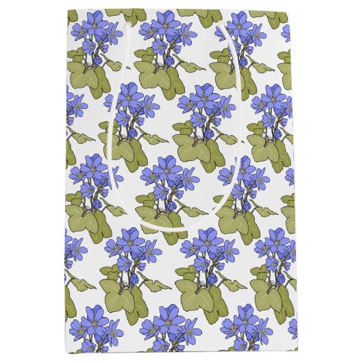 Blauwe anemonen op wit medium cadeauzakje (Voorkant)