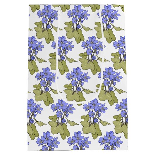 Blauwe anemonen op wit medium cadeauzakje (Achterkant)