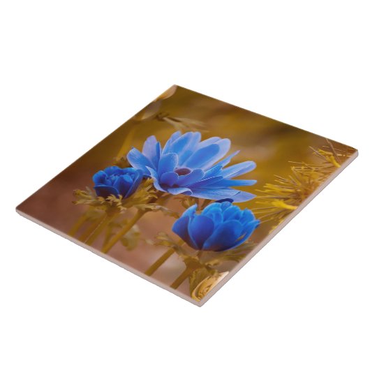 Blauwe Anemones Tegeltje (Zijkant)