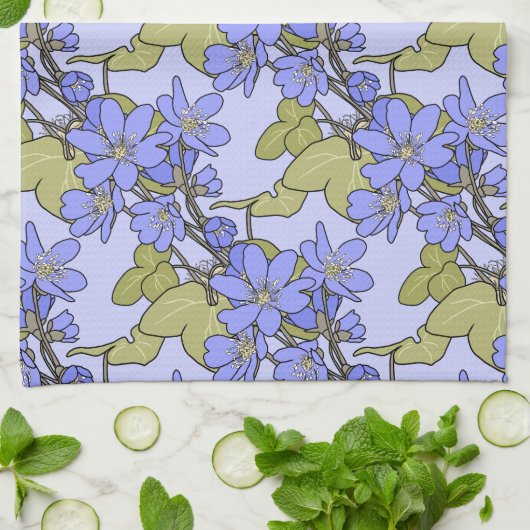 Blauwe Anemones Theedoek (Gevouwen)