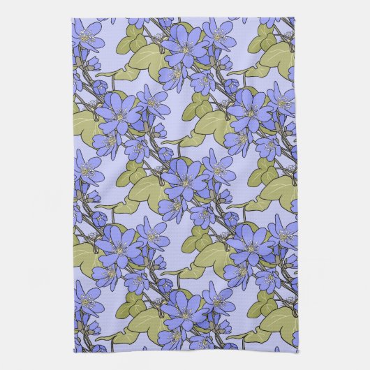 Blauwe Anemones Theedoek (Verticaal)