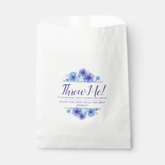 Blauwe anemoon bloemen kunst bruiloft gooi me bloe bedankzakje (Voorkant)