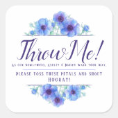 Blauwe anemoon bloemen kunst bruiloft gooi me bloe vierkante sticker (Voorkant)