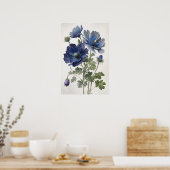 Blauwe Anemoon Bloemen Kunstprint Poster (Keuken)