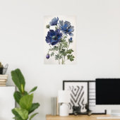 Blauwe Anemoon Bloemen Kunstprint Poster (Thuiskantoor)