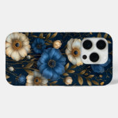Blauwe Anemoon Bloemig Goud Design Case-Mate iPhone Case (Achterkant (horizontaal))