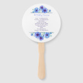 Blauwe anemoon bloemkunst ceremonie bruiloft fans handwaaier (Achterkant)