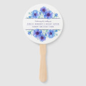 Blauwe anemoon bloemkunst ceremonie bruiloft fans handwaaier (Voorkant)