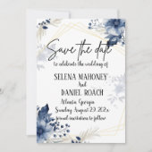 "Blauwe anemoon bloesems: bloemenbruiloft" Save The Date (Voorkant)