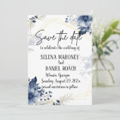 "Blauwe anemoon bloesems: bloemenbruiloft" Save The Date (Staand voorkant)