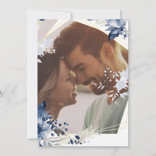 "Blauwe anemoon bloesems: bloemenbruiloft" Save The Date (Achterkant)