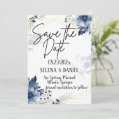 "Blauwe anemoon bloesems: bloemenbruiloft" Save The Date (Staand voorkant)