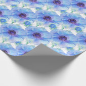Blauwe anemoon botanische waterverf art wrap cadeaupapier (Hoek)