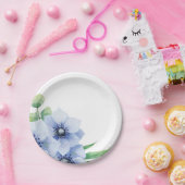 Blauwe Anemoon en Eucalyptus bruiloft Papieren Bordje (Feest)