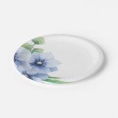 Blauwe Anemoon en Eucalyptus bruiloft Papieren Bordje (Gekanteld)