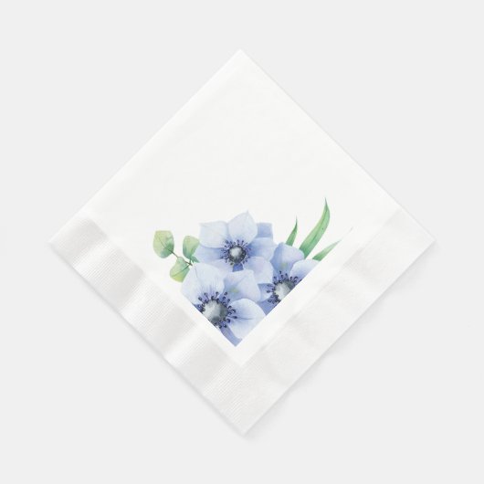 Blauwe Anemoon en Eucalyptus Trouwpapier Servet (Hoek)