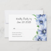 Blauwe Anemoon en Eucalyptus Wedding RSVP (Voorkant)