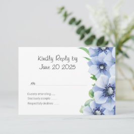 Blauwe Anemoon en Eucalyptus Wedding RSVP