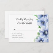 Blauwe Anemoon en Eucalyptus Wedding RSVP (Voorkant / Achterkant)