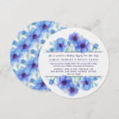 Blauwe anemoon na het huwelijksfeest kaart (Voorkant / Achterkant)