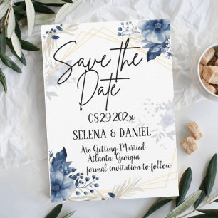 "Blauwe Anemoonbloesems: Bloemige Trouwdag" Save The Date